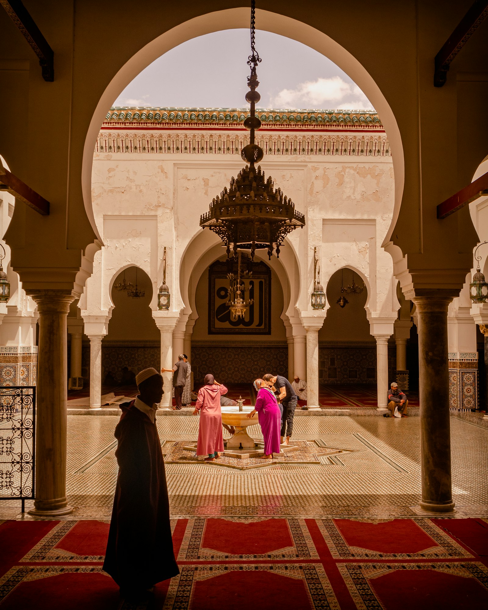 Inner courtyard with Moorish arches in Fes